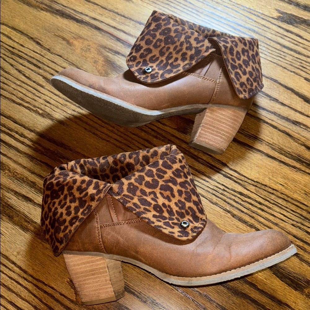 Spicca Maleena Ankle Boot Foldover Leopard print